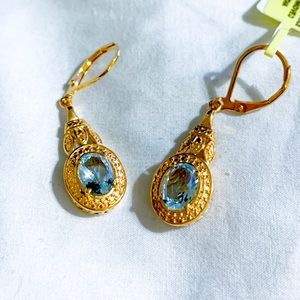 Stainless steel Blue Topaz Earrings